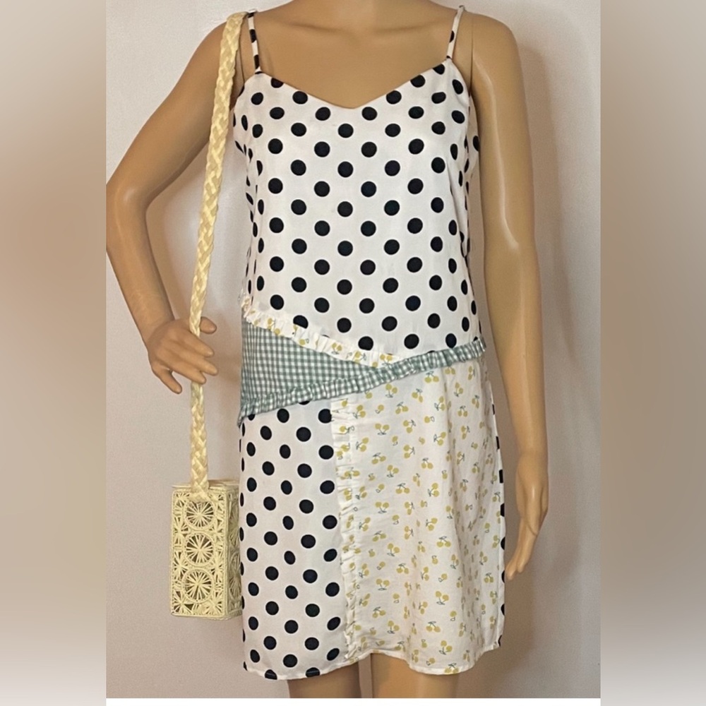 Anthropologie/English Factory polka dot ruffle dress with yellow!  M